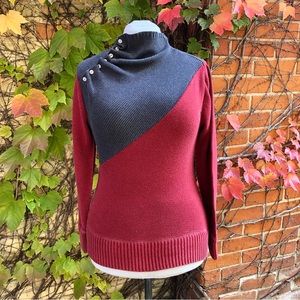 Cotton Button Collar Upcycled Sweater Medium Embody Top